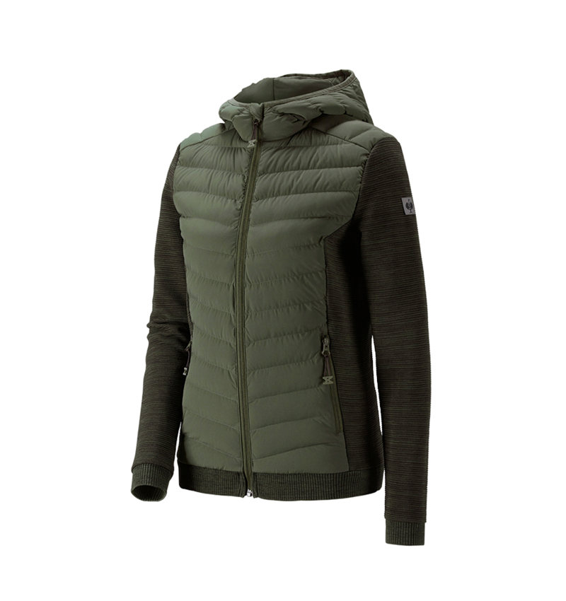 Work Jackets: Hybrid hooded knitted jacket e.s.motion ten,ladies + disguisegreen melange 2
