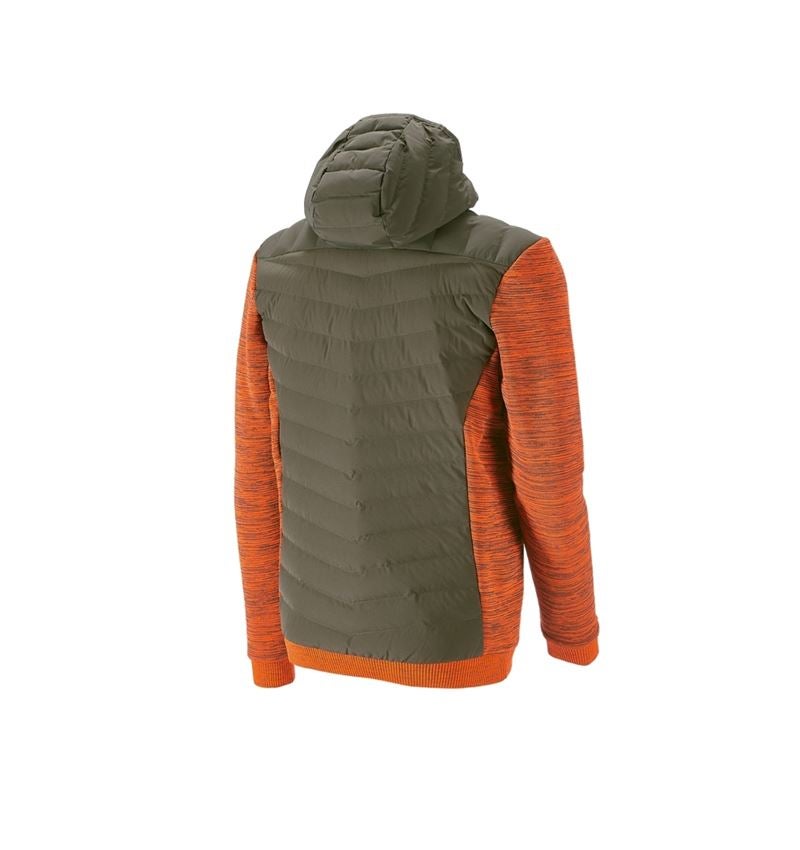 Gardening / Forestry / Farming: Hybrid hooded knitted jacket e.s.motion ten + disguisegreen/high-vis orange melange 3