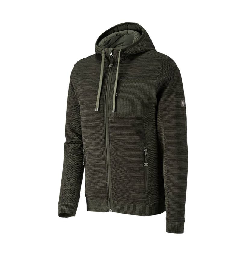 Joiners / Carpenters: Windbreaker hooded knitted jacket e.s.motion ten + disguisegreen melange 1