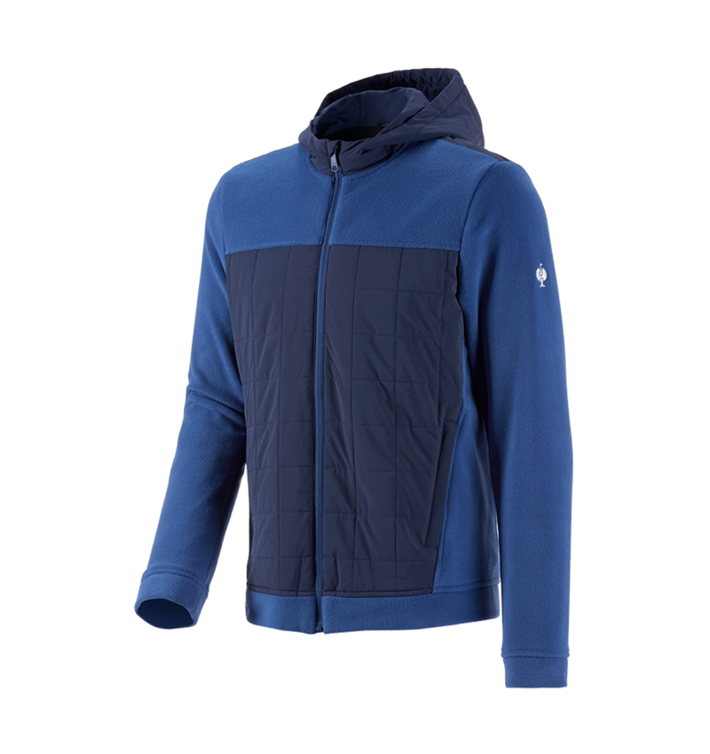 Work Jackets: Hybrid fleece hoody jacket e.s.concrete + alkaliblue/deepblue 2