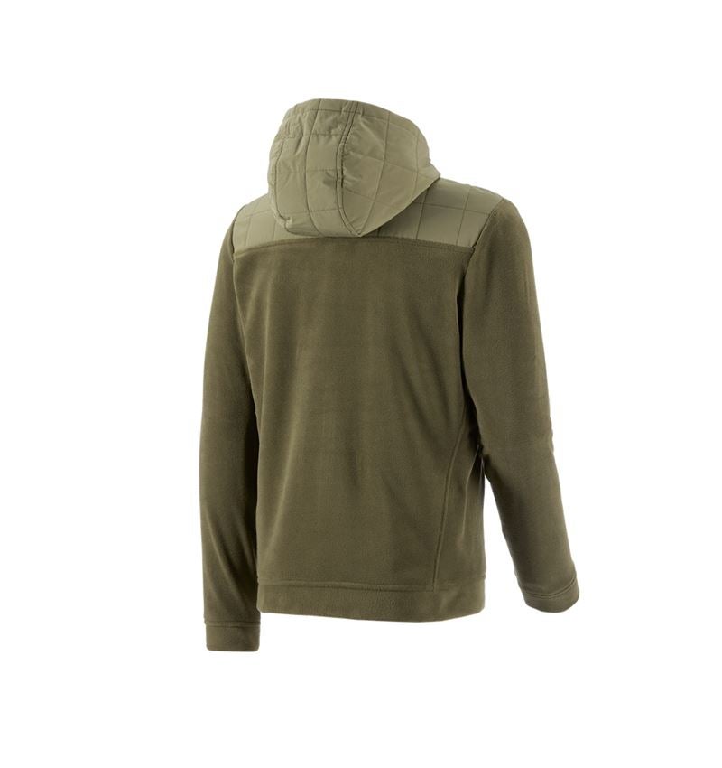 Work Jackets: Hybrid fleece hoody jacket e.s.concrete + mudgreen/stipagreen 3