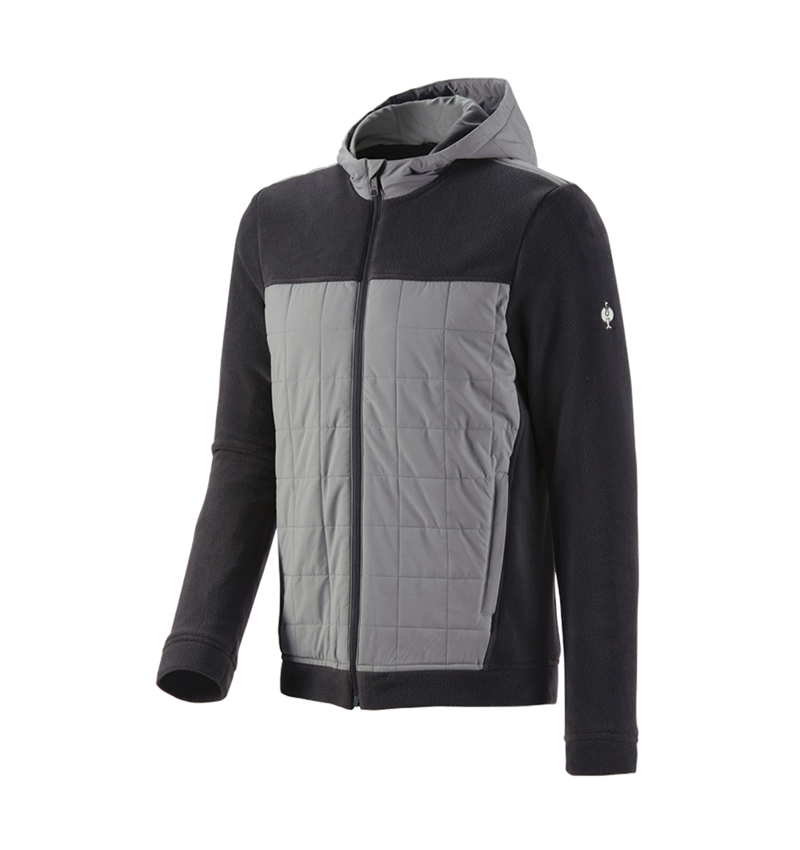 Work Jackets: Hybrid fleece hoody jacket e.s.concrete + black/basaltgrey 2
