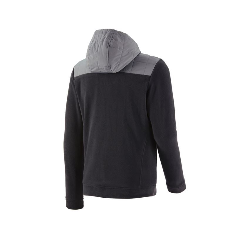 Work Jackets: Hybrid fleece hoody jacket e.s.concrete + black/basaltgrey 3