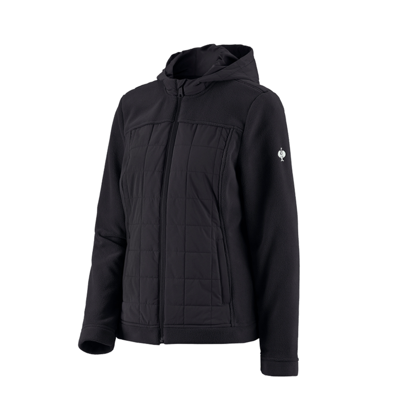 Work Jackets: Hybrid fleece hoody jacket e.s.concrete, ladies' + black 2