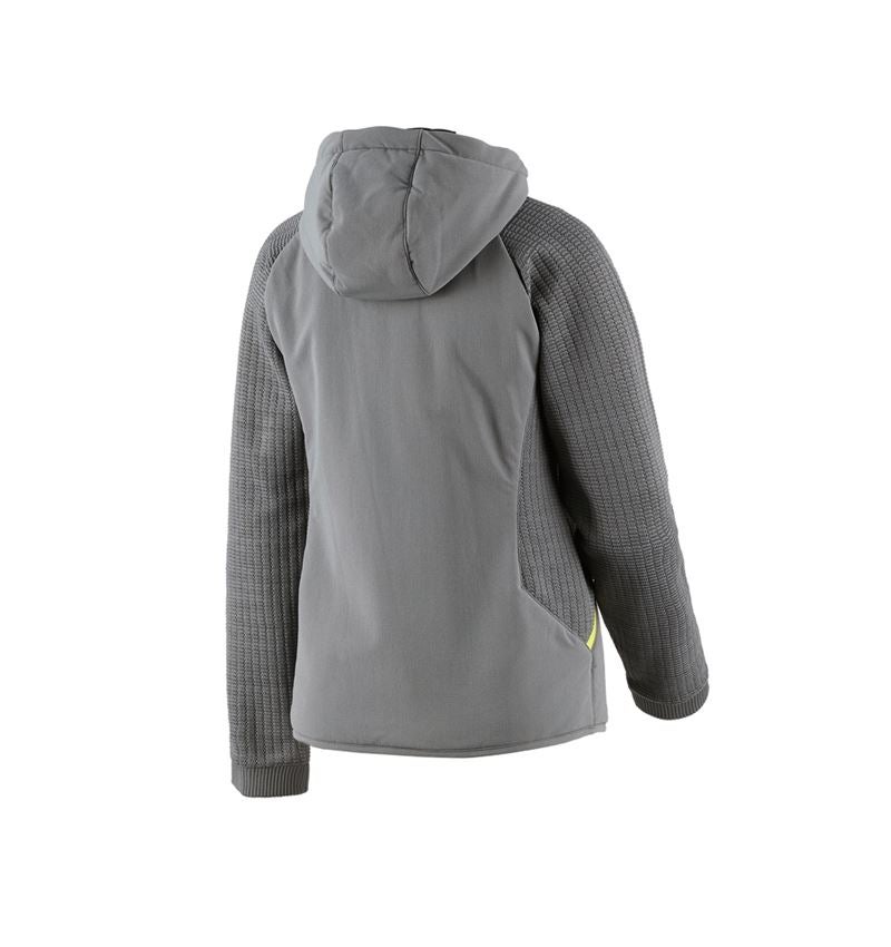 Clothing: Hybrid hooded knitted jacket e.s.trail, ladies' + basaltgrey/acid yellow 3