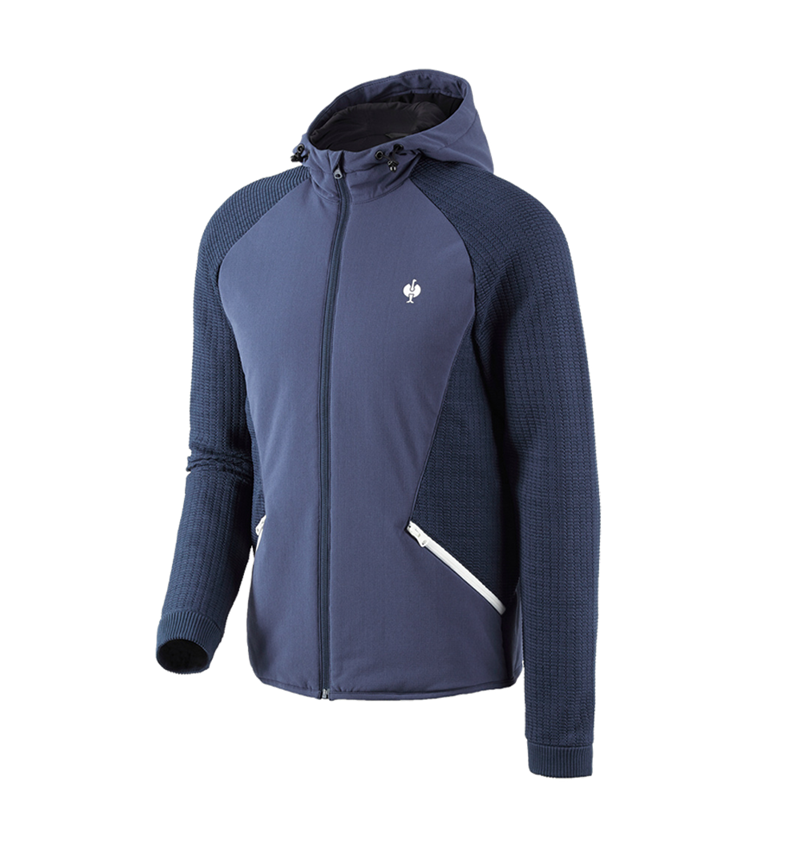 Topics: Hybrid hooded knitted jacket e.s.trail + deepblue/white 2