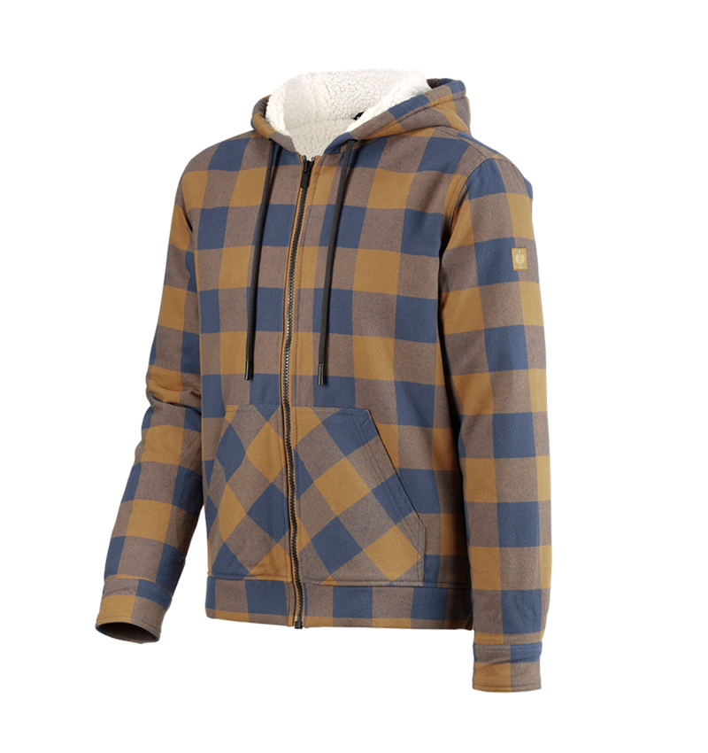 Topics: Check-hooded jacket e.s.iconic + almondbrown/oxidblue 5