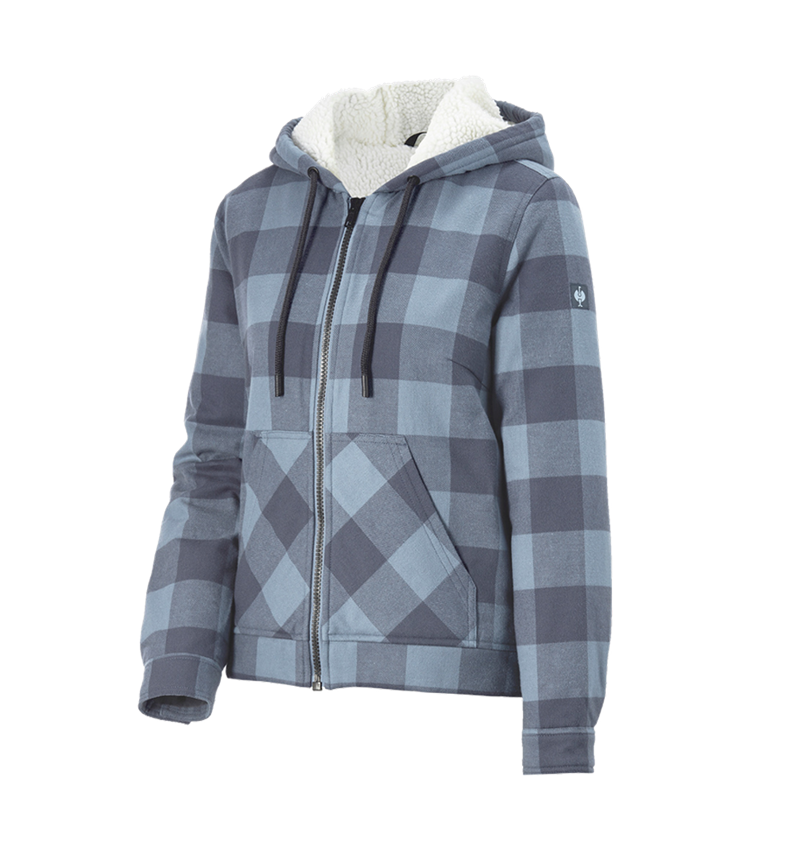 Clothing: Check-hooded jacket e.s.iconic, ladies' + carnation blue/oxidblue 7