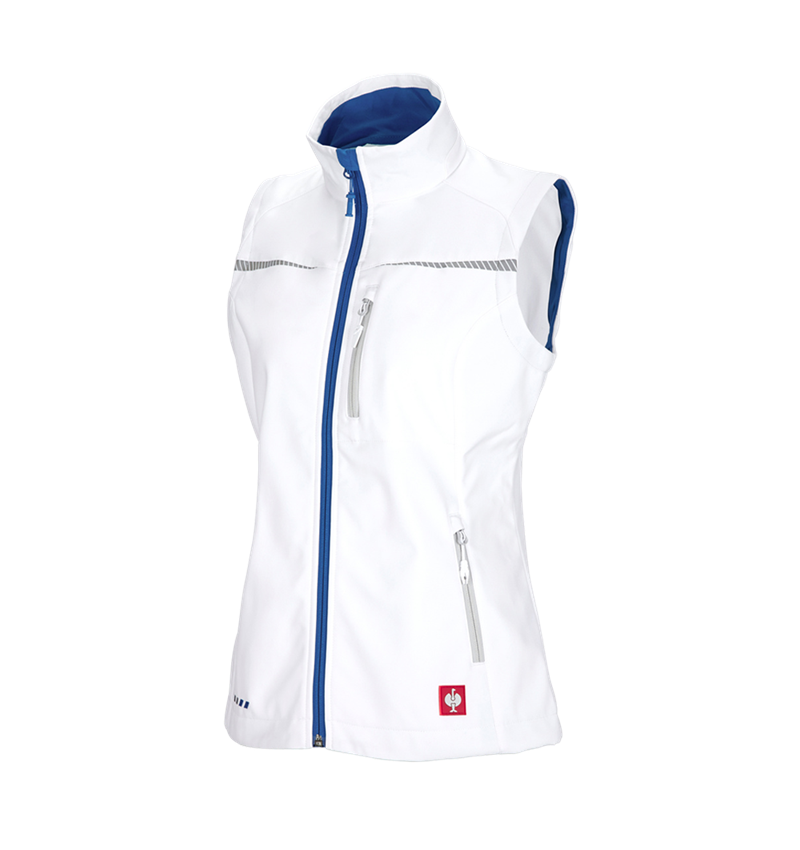 Joiners / Carpenters: Softshell bodywarmer e.s.motion 2020, ladies' + white/gentianblue 2