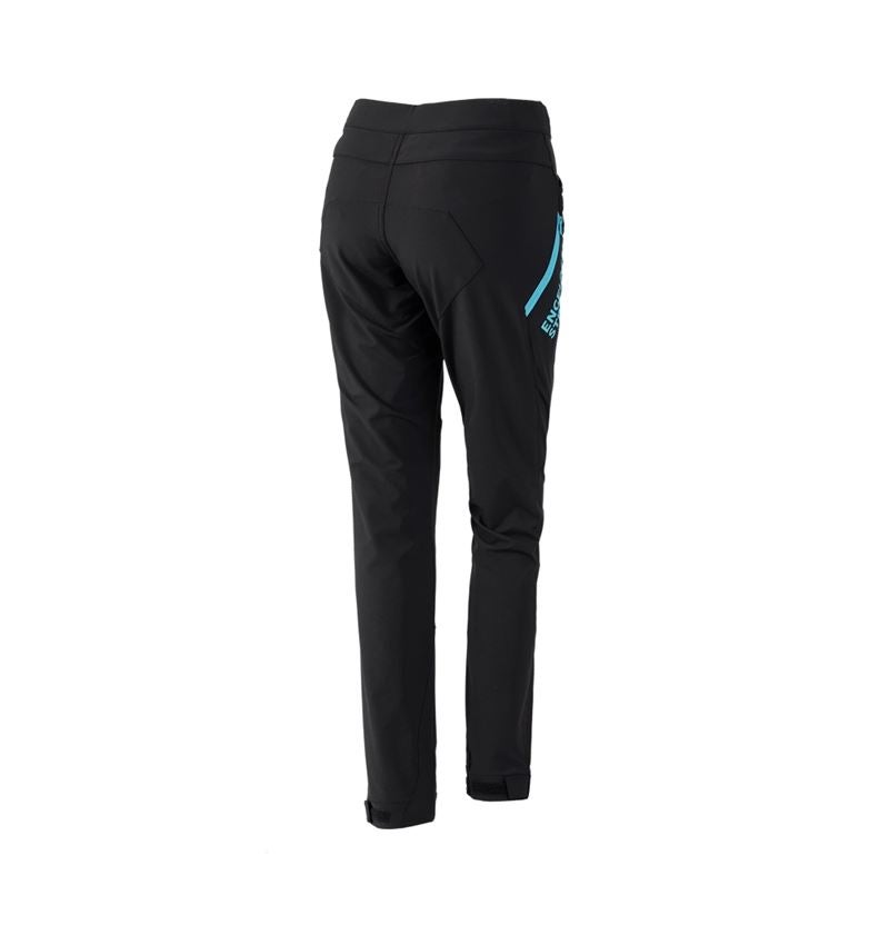 Work Trousers: Functional trousers e.s.trail, ladies' + black/lapisturquoise 3