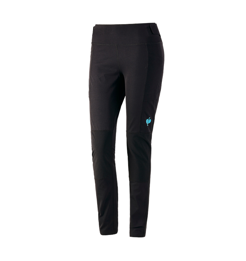 Work Trousers: Functional tights e.s.trail, ladies' + black/lapisturquoise 2