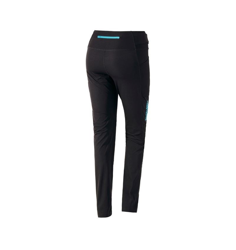 Work Trousers: Functional tights e.s.trail, ladies' + black/lapisturquoise 3