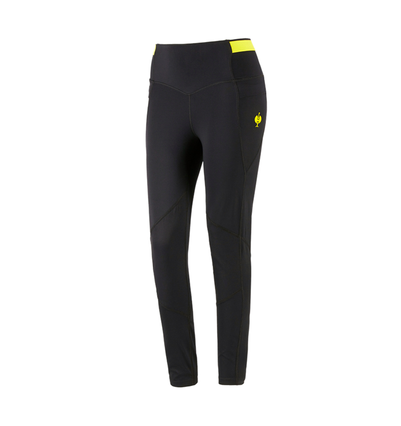 Work Trousers: Race tights e.s.trail, ladies' + black/acid yellow 4