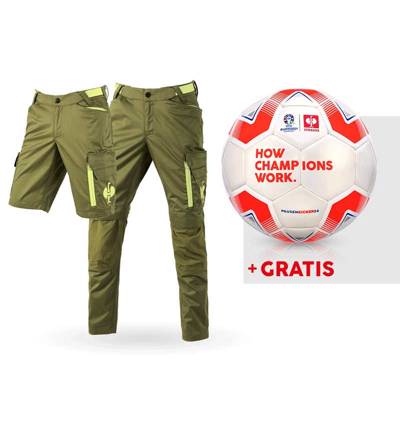 Beklædning: SÆT: Bukser e.s.trail + shorts + fodbold + enebærgrøn/limegrøn