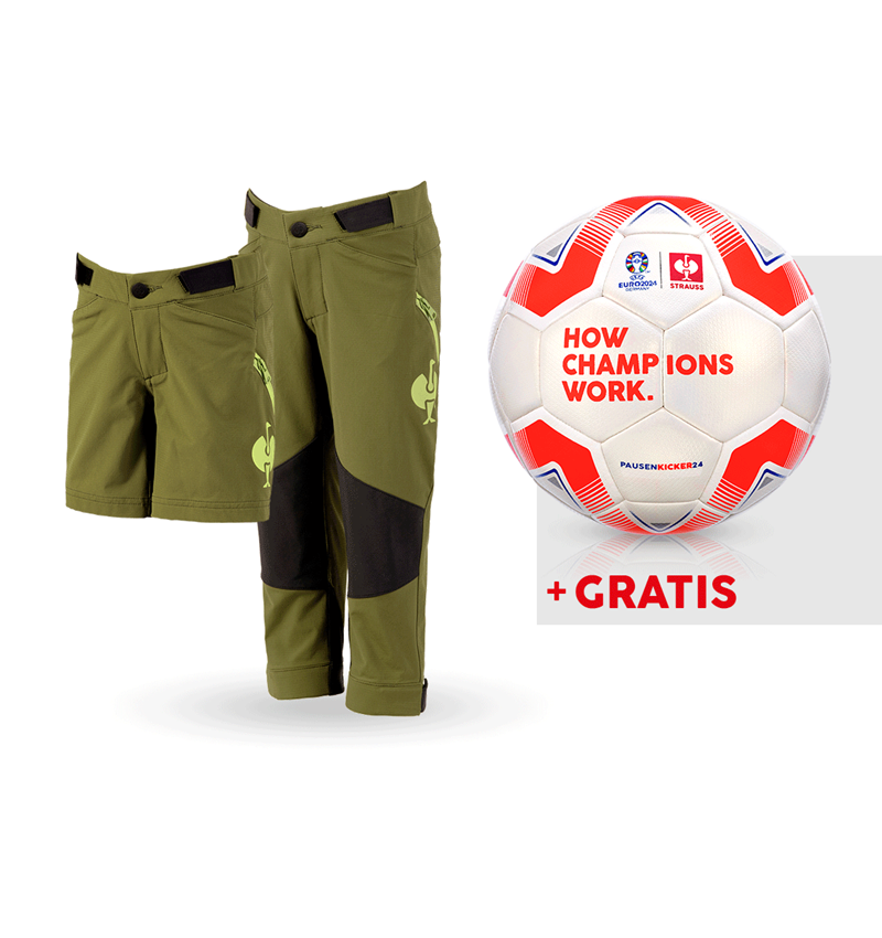 Samarbejde: SÆT: Funktionsbukser e.s.trail,børn+shorts+fodbold + enebærgrøn/limegrøn