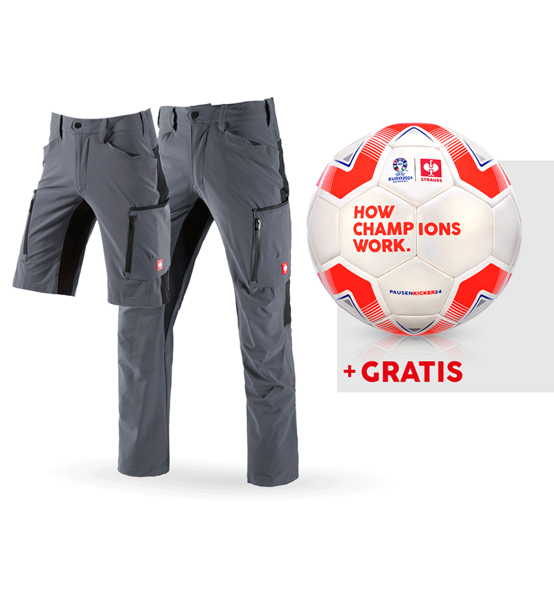 Samarbejde: SÆT: Cargobukser e.s.vision stretch+shorts+fodbold + grå/sort
