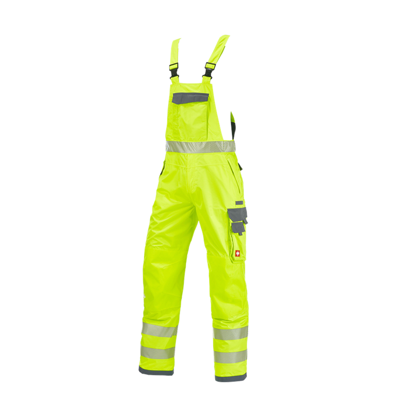 Work Trousers: High-vis functional bib & brace e.s.prestige + high-vis yellow/grey