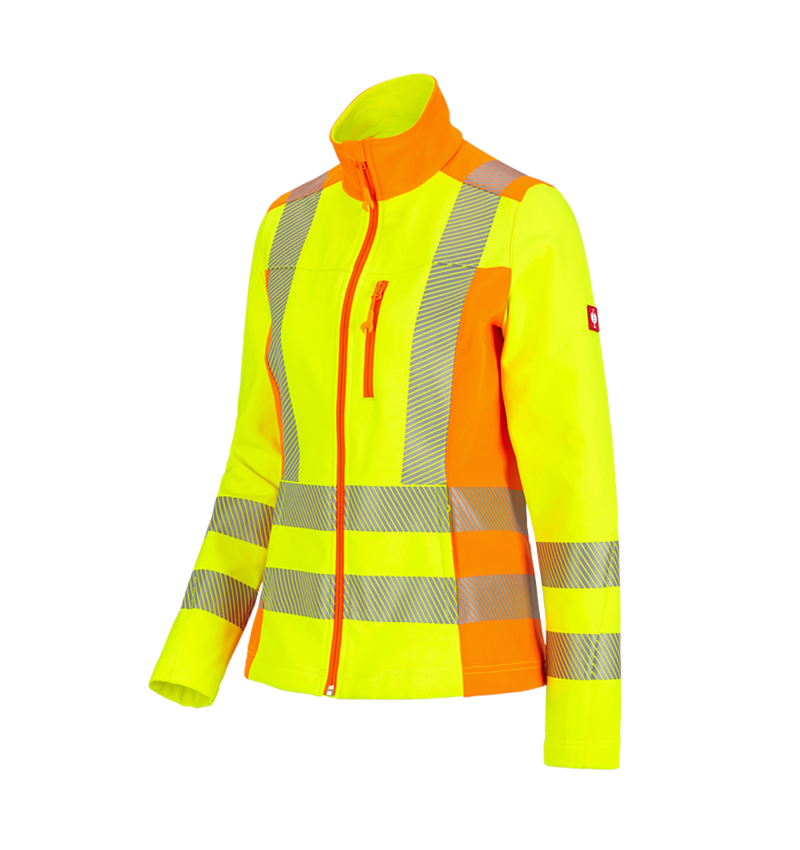 Work Jackets: High-vis soft.jacket softlight e.s.motion 2020,lad + high-vis yellow/high-vis orange 2