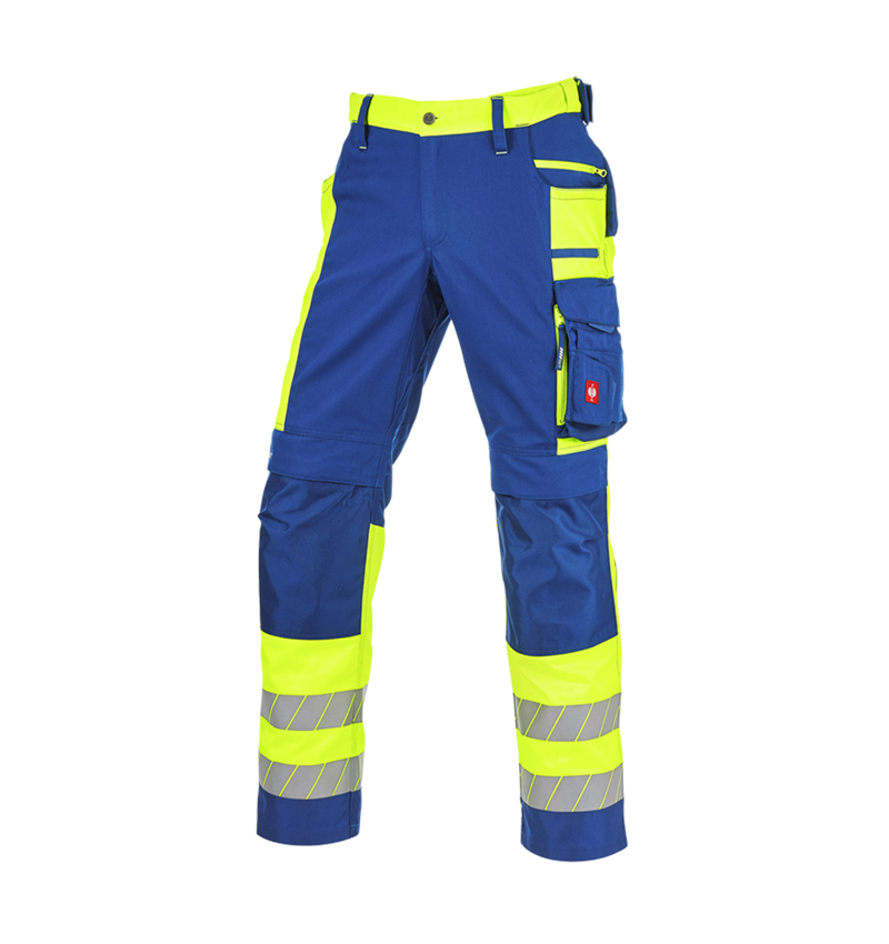 Clothing: High-vis trousers e.s.motion 24/7 + royal/high-vis yellow 6