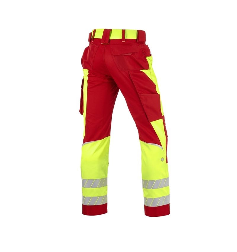 Clothing: High-vis trousers e.s.motion 24/7 + red/high-vis yellow 6