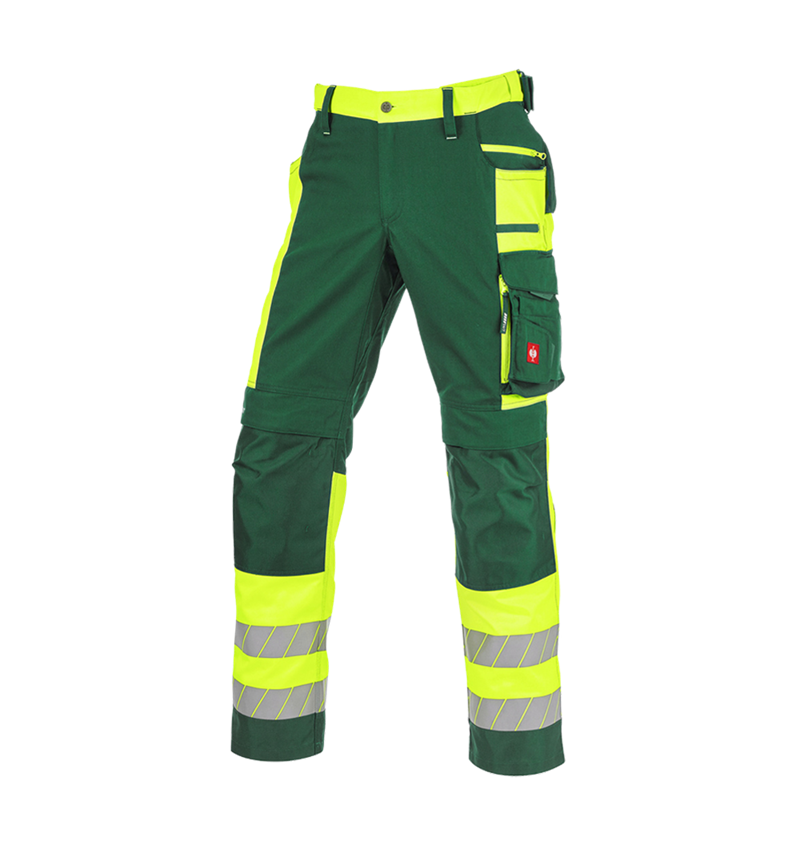 Clothing: High-vis trousers e.s.motion 24/7 + green/high-vis yellow 12