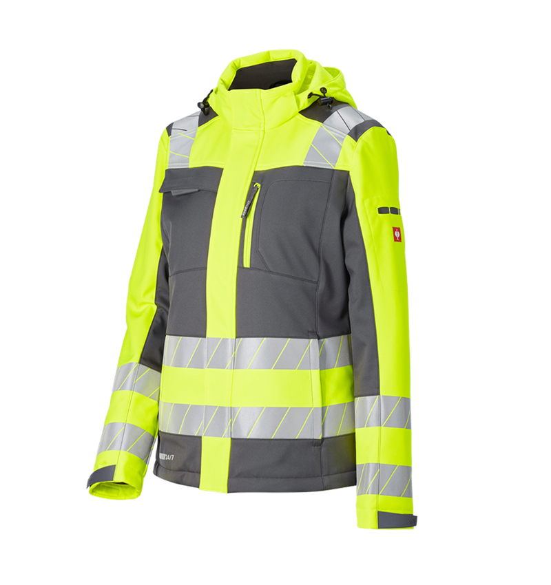 Clothing: High-vis winter soft. jacket e.s.motion 24/7,lad. + anthracite/high-vis yellow