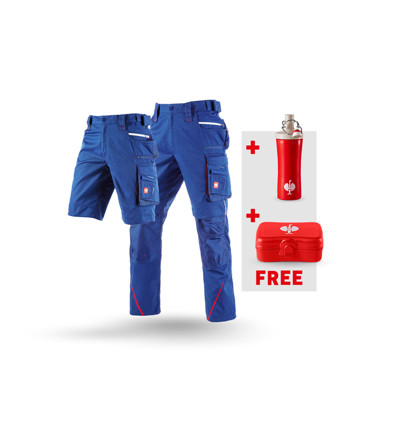 Clothing: SET:Trousers+Shorts e.s.motion2020+Lunchbox+bottle + royal/fiery red