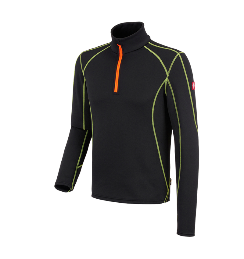 Shirts, Pullover & more: Functional-Troyer thermo stretch e.s.motion 2020 + black/high-vis yellow/high-vis orange 2