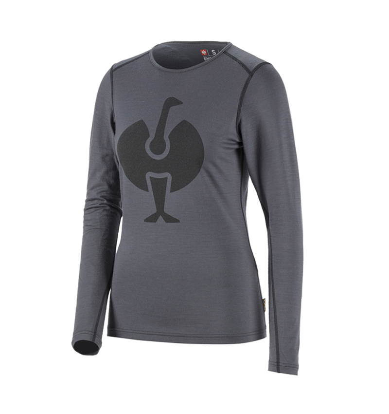 Thermal Underwear: e.s. Long sleeve Merino, ladies' + cement/graphite 2