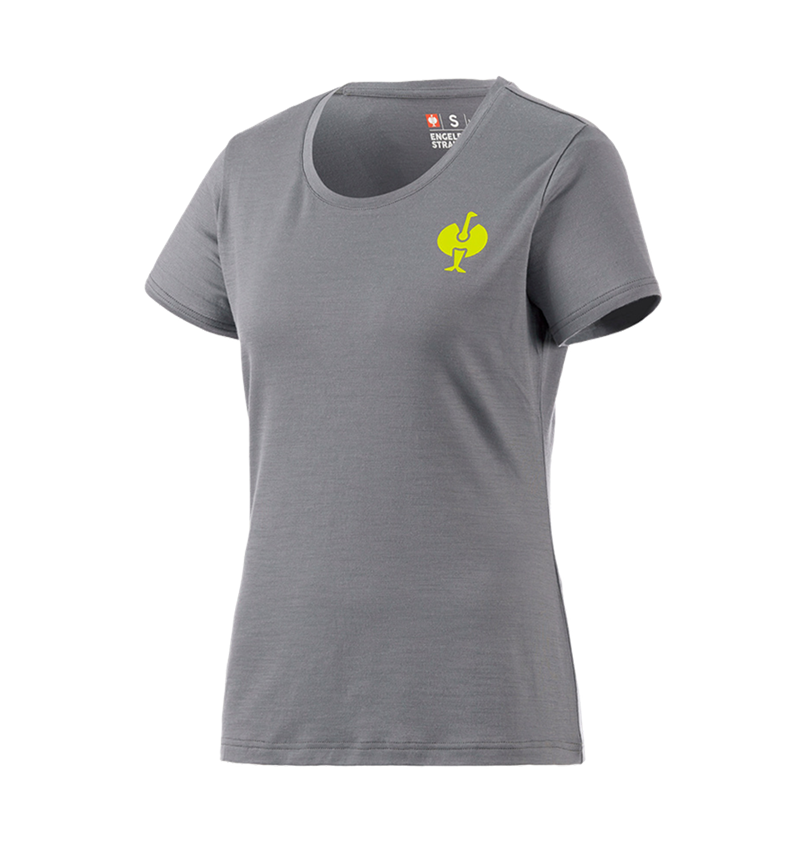 T-Shirts, Pullover & Skjorter: T-Shirt Merino e.s.trail, damer + basaltgrå/syregul 2