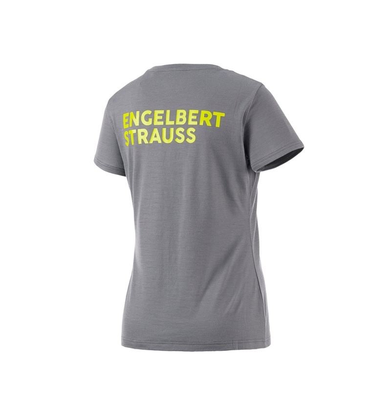 Clothing: T-Shirt Merino e.s.trail, ladies' + basaltgrey/acid yellow 3