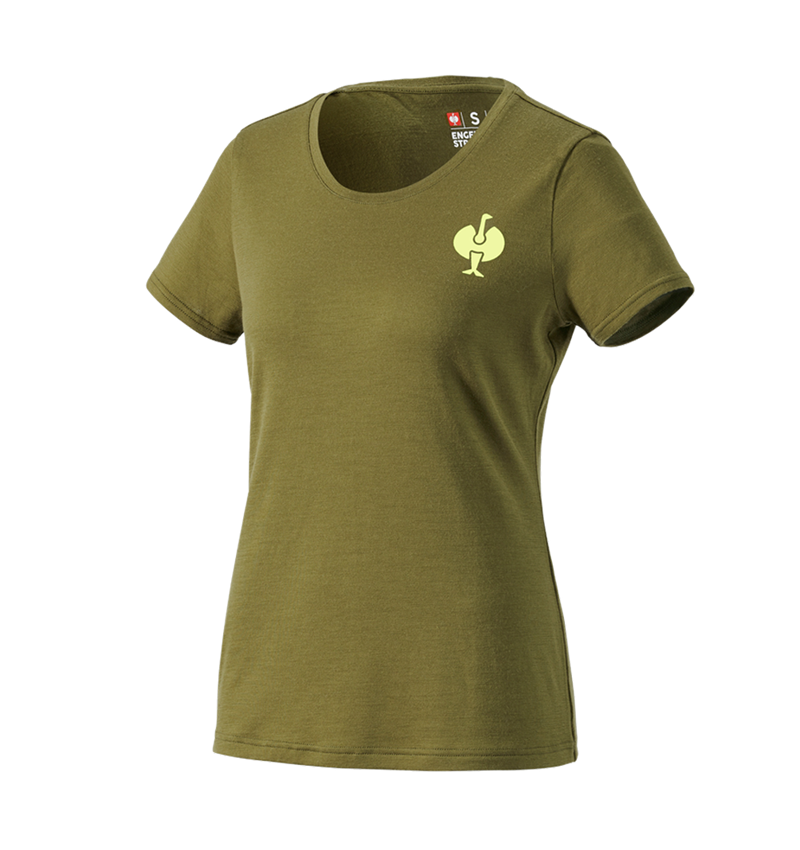 Clothing: T-Shirt Merino e.s.trail, ladies' + junipergreen/limegreen 4