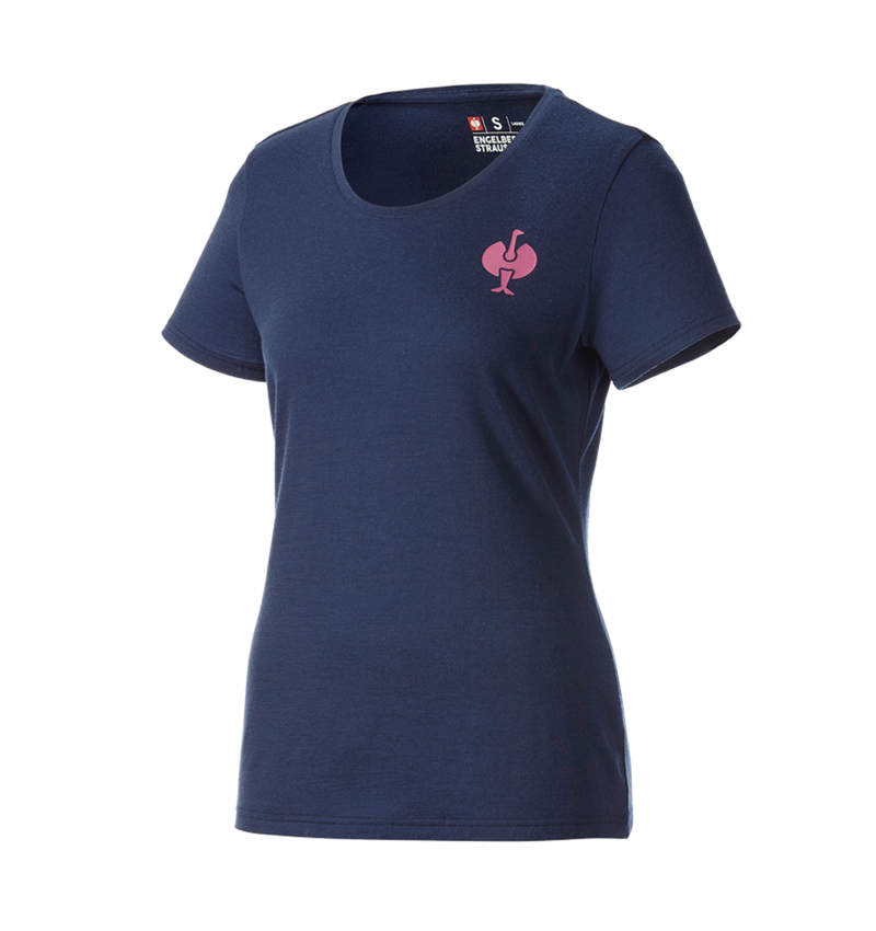 Beklædning: T-Shirt Merino e.s.trail, damer + dybblå/tarapink 5
