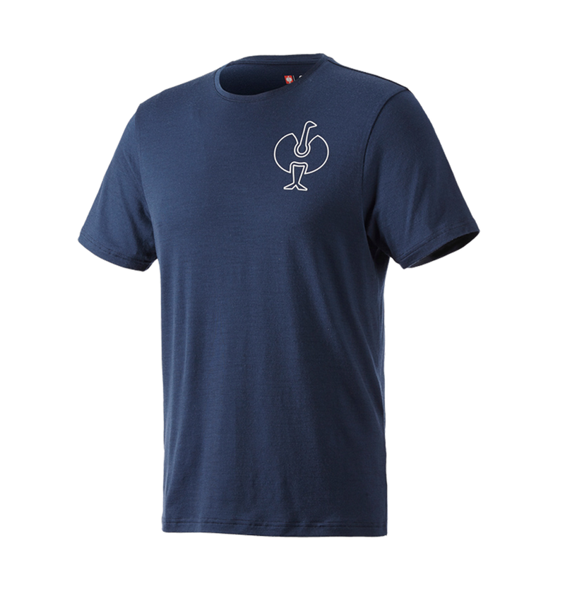 T-Shirts, Pullover & Skjorter: T-Shirt Merino e.s.trail + dybblå/hvid 2