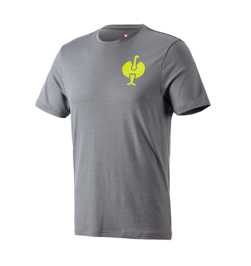 T-Shirts, Pullover & Skjorter: T-Shirt Merino e.s.trail + basaltgrå/syregul 2