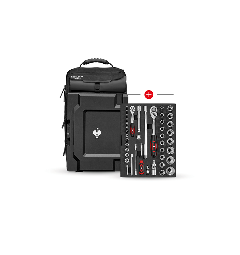 STRAUSSbox System: Indlæg topnøglesæt Classic + STRAUSSbox rygsæk + sort
