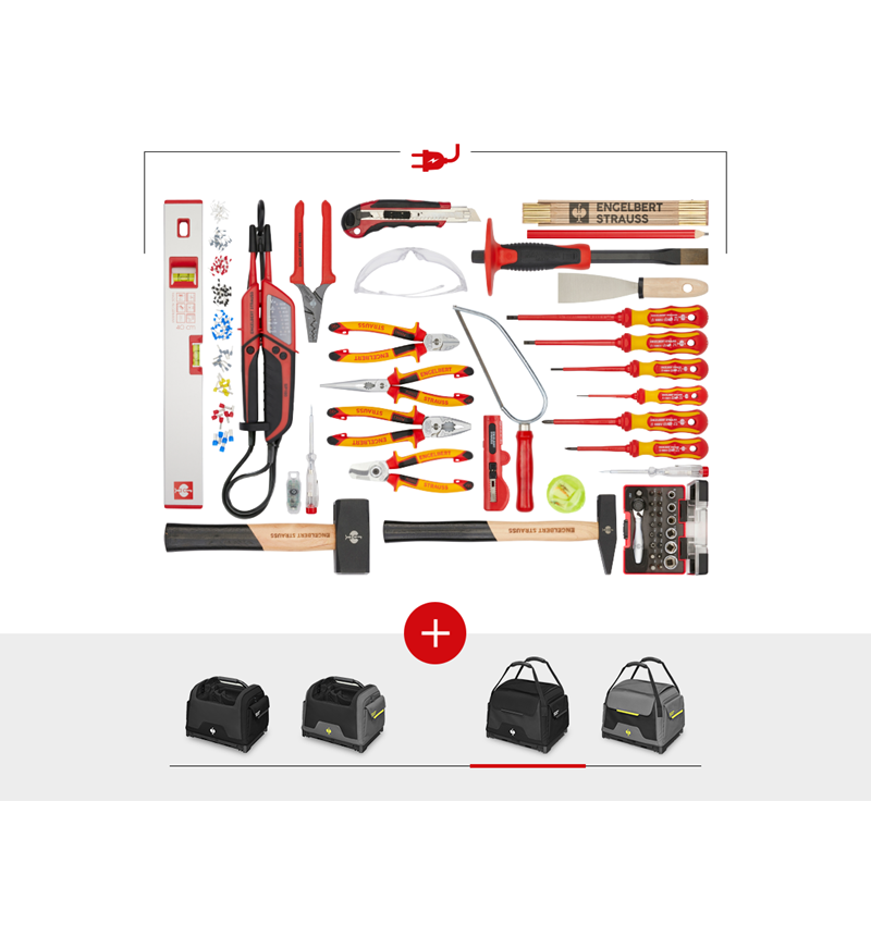 STRAUSSbox System: Værktøjssæt elektro inkl. STRAUSSbox-taske + sort