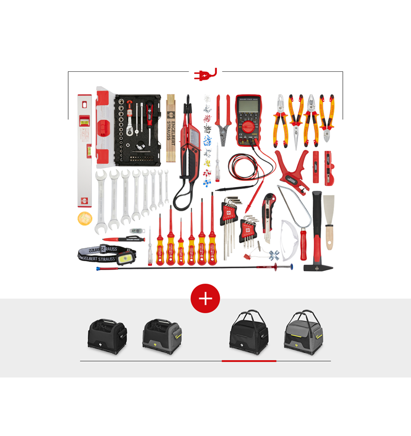 STRAUSSbox System: Tool set Electro Profi incl. STRAUSSbox + black