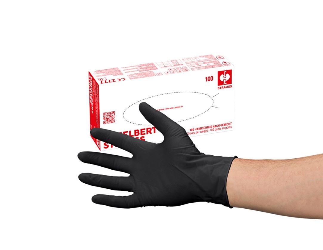 Coated: Disposable nitrile gloves, powder-free + black