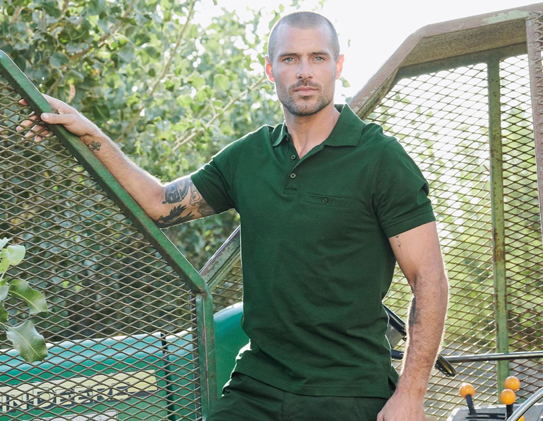 Gardening / Forestry / Farming: e.s. Polo shirt cotton Pocket + green