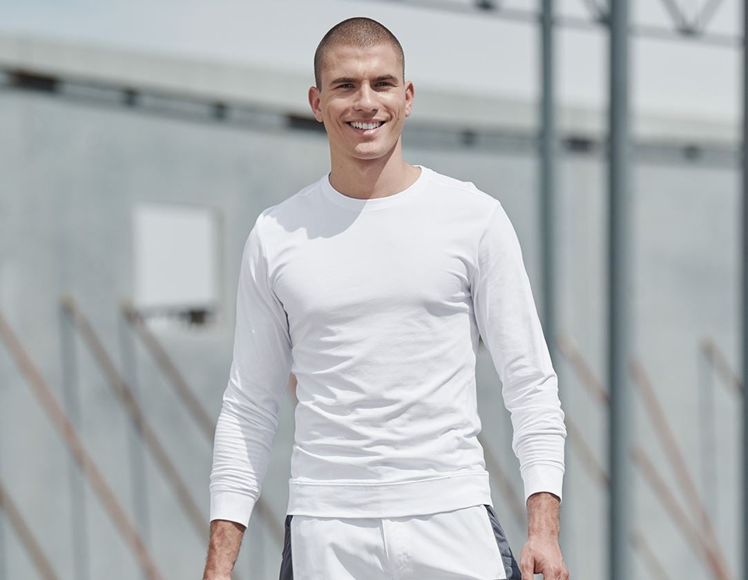 T-Shirts, Pullover & Skjorter: e.s. Longsleeve cotton stretch + hvid