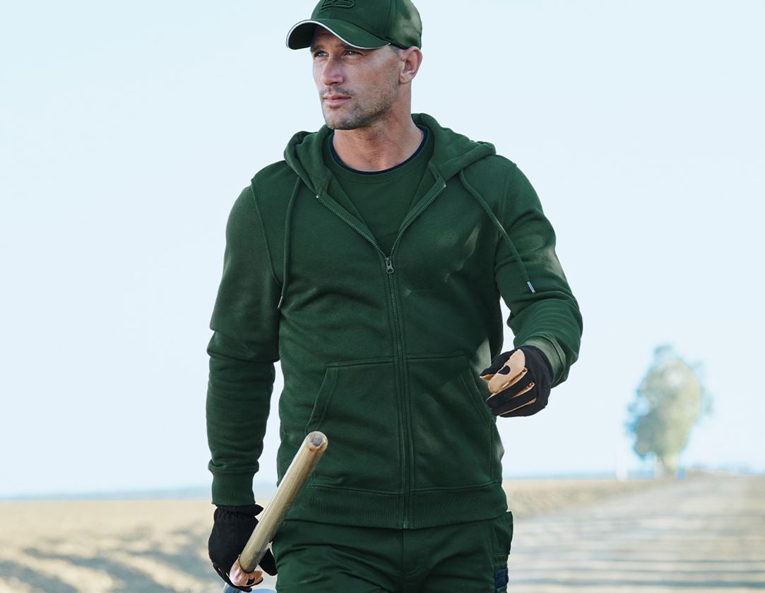 Joiners / Carpenters: e.s. Hoody sweatjacket poly cotton + green