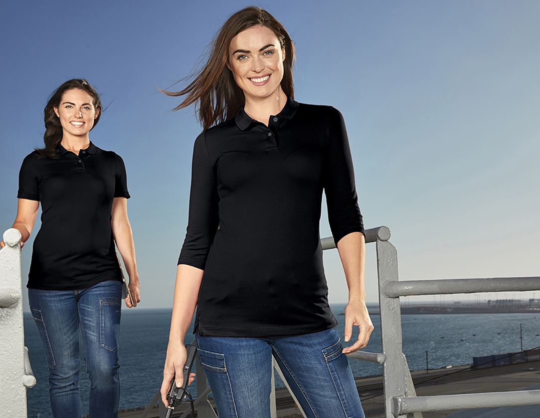 Shirts, Pullover & more: e.s. Pique-Polo 3/4-sleeve cotton stretch, ladies' + black 2