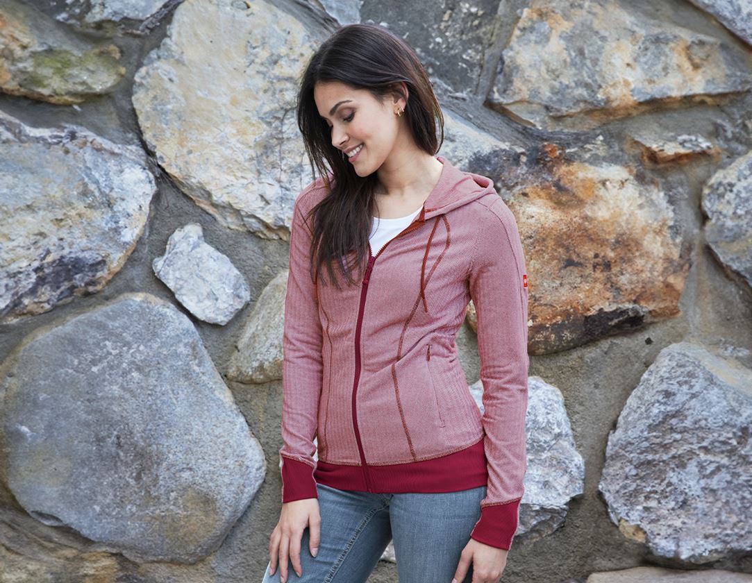 Topics: e.s. Functional hooded jacket herringbone, ladies' + ruby 3