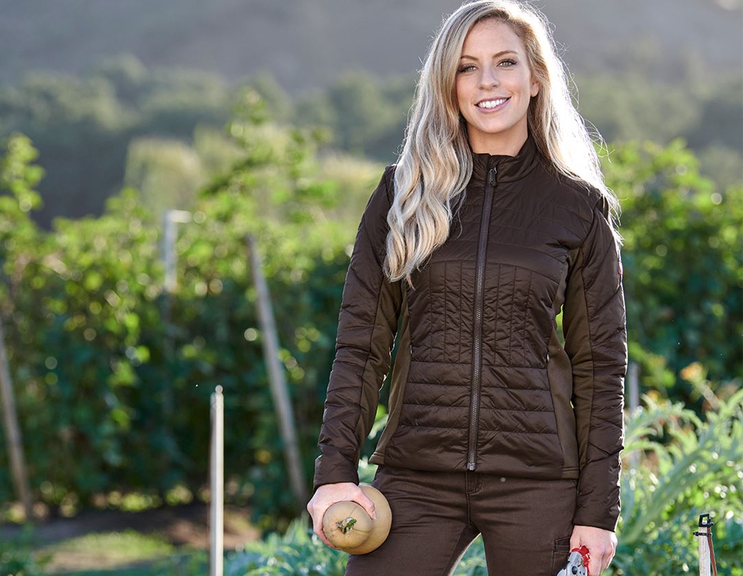 Gardening / Forestry / Farming: e.s. Function quilted jacket thermo stretch,ladies + chestnut