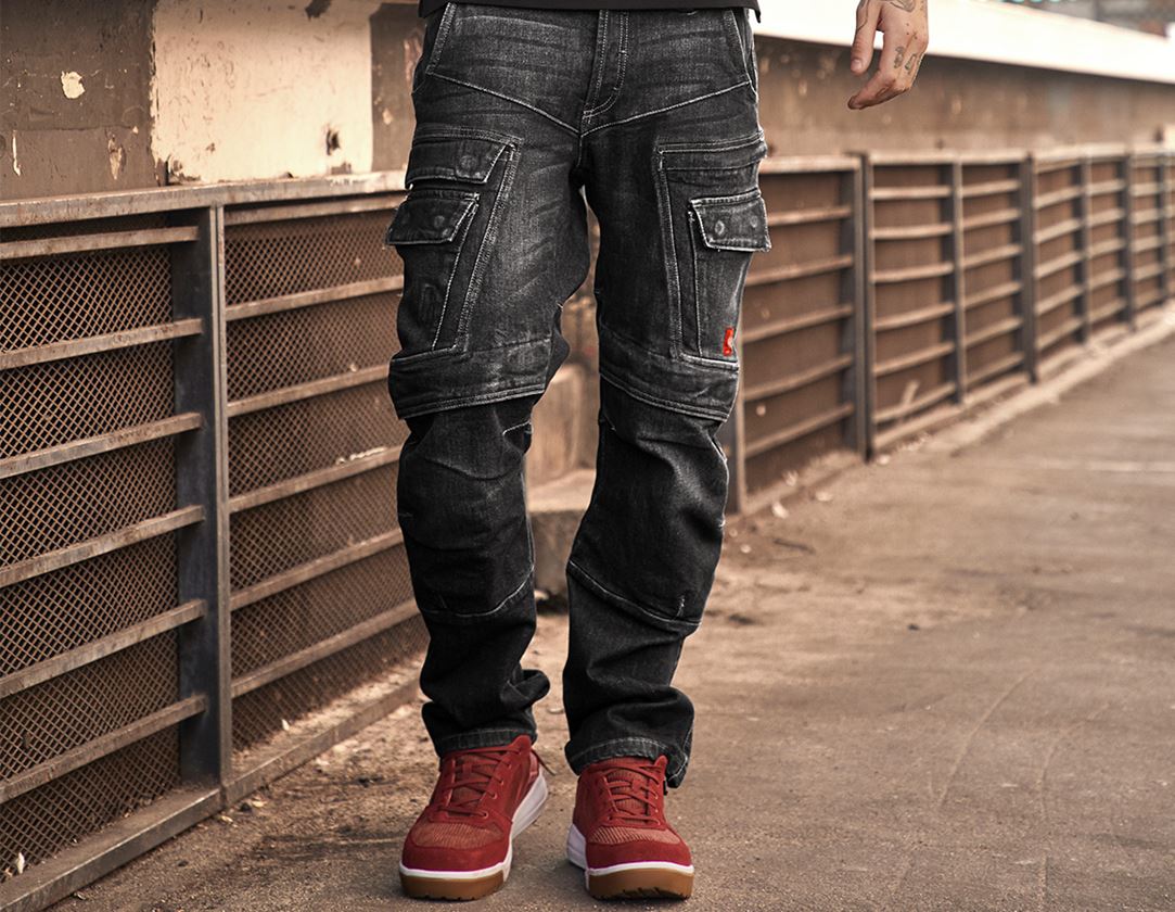 Joiners / Carpenters: e.s. Cargo worker jeans POWERdenim + blackwashed