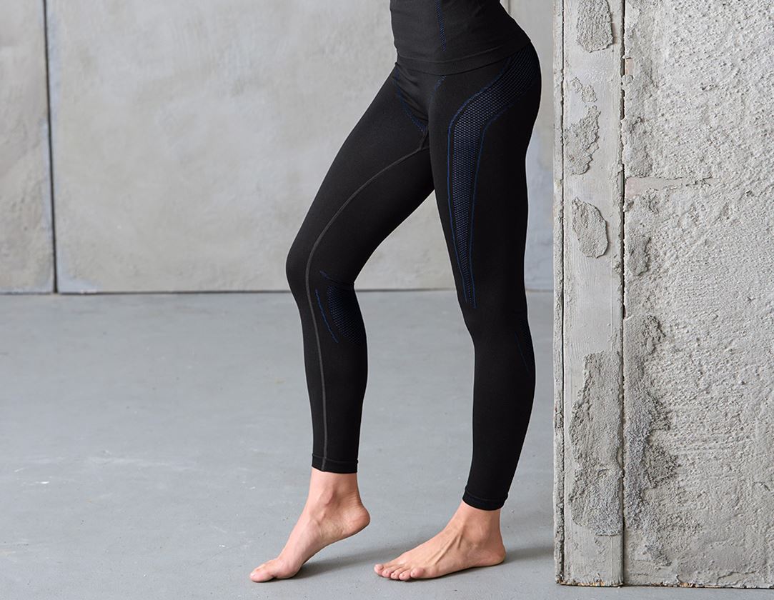 Kulde: e.s. lange pants seamless - warm, damer + sort/ensianblå