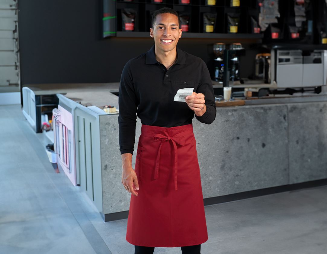 Aprons: Mid-Length Apron + red/black