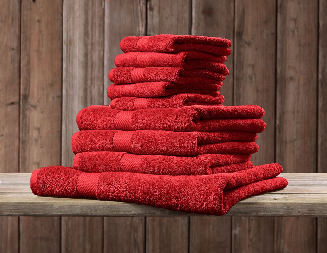 Klude: Gæstehåndklæde Premium pakke med 5 stk. + rød