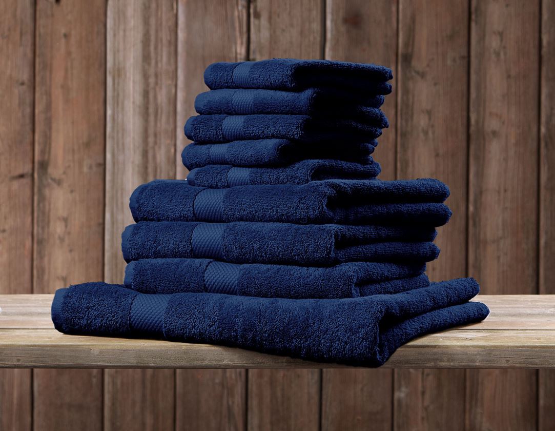 Klude: Gæstehåndklæde Premium pakke med 5 stk. + mørkeblå